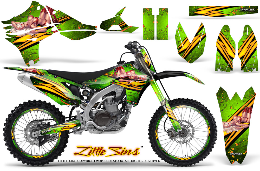 Yamaha YZ450F 2010 Graphics Kit Little Sins Green NP Rims